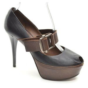 Marni Buckle Platform Peep Toe High Heel Pumps 39.5